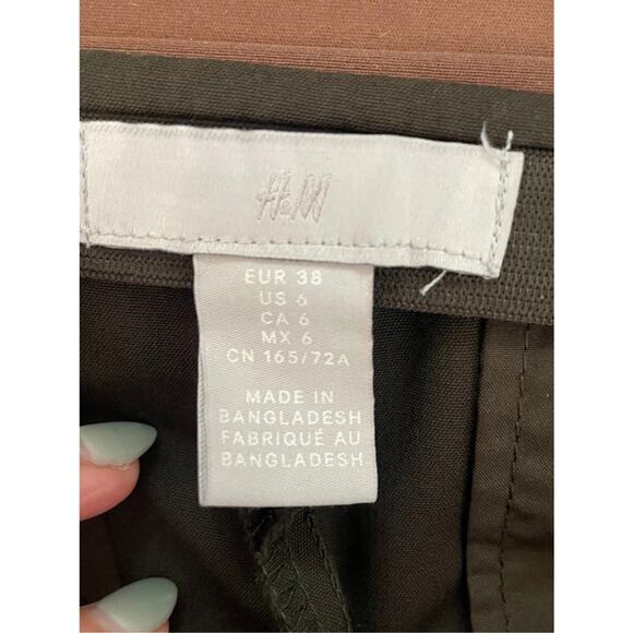 H&M Dress Pants Womens Size 6 Brown Green Flat Front Straight Leg Trousers - Picture 10 of 14